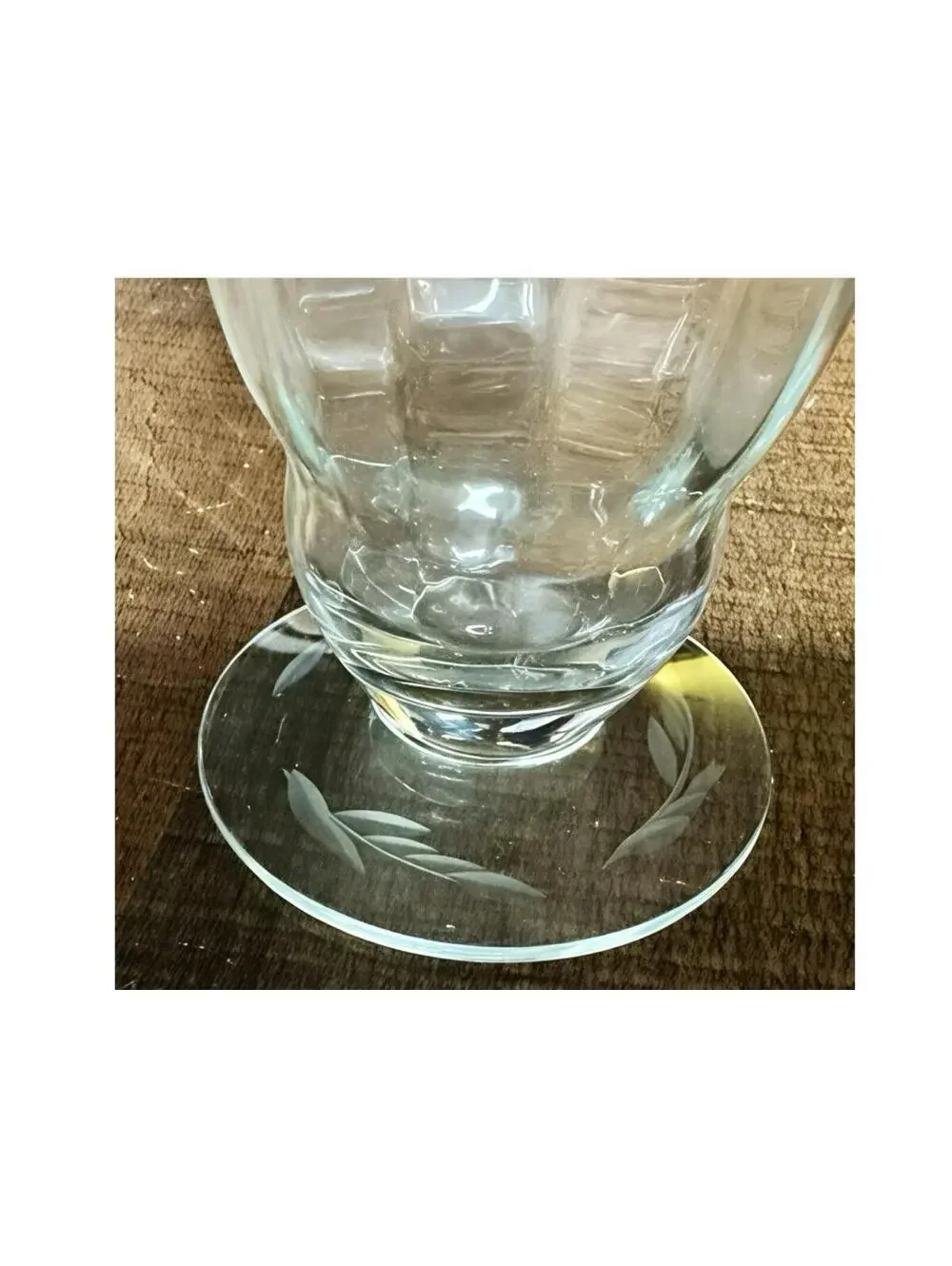 Vintage Etched Floral Glass Goblet - Elegant Footed Drinking Glass